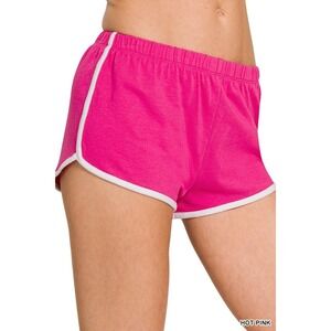 Zenana ELASTIC WAISTBAND DOLPHIN SHORTS Hot Pink Small NEW